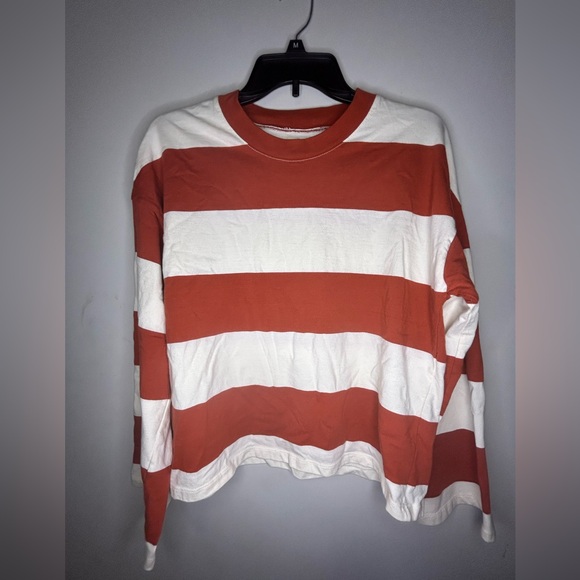 Madewell Tops - Madewell orange and cream rugby long sleeve shirt size M. SKU A17